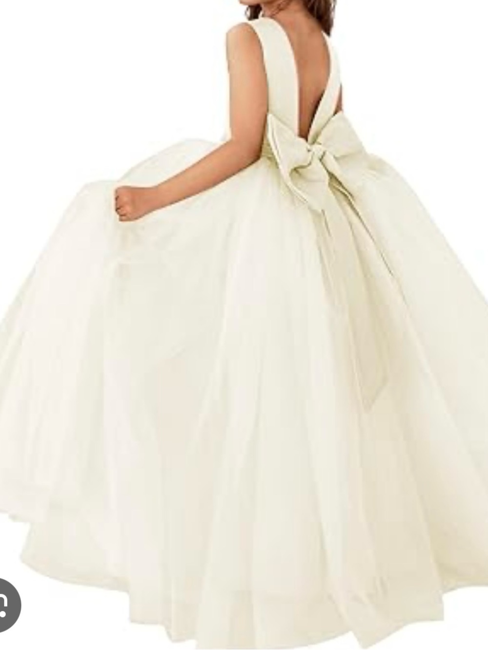 White Tulle Flower Girl/Communion Dress with Pearl Waist + Veil & Jewel Headband - Picture 2 of 5